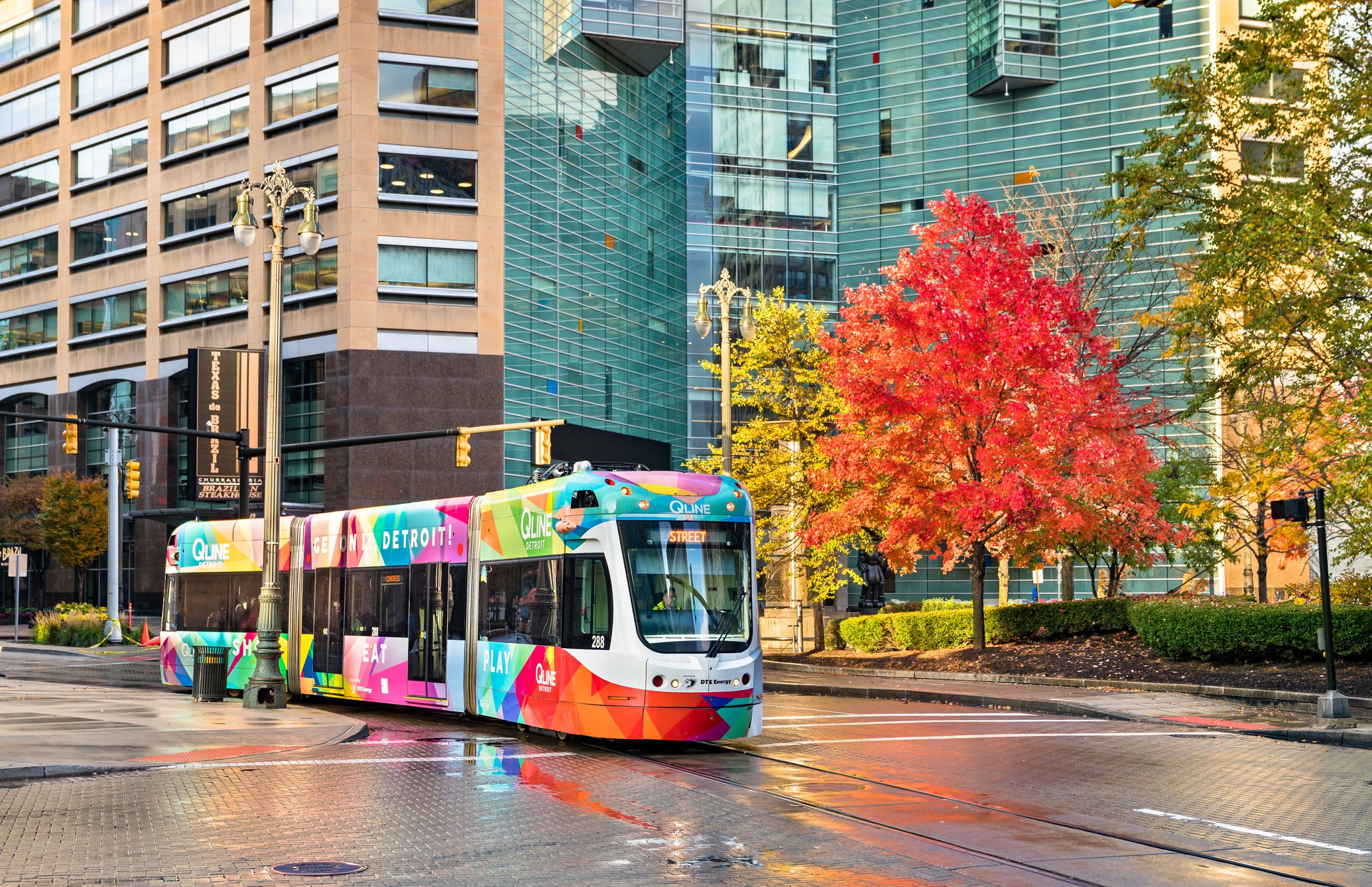 City Tram in Downtown Detroit in United States